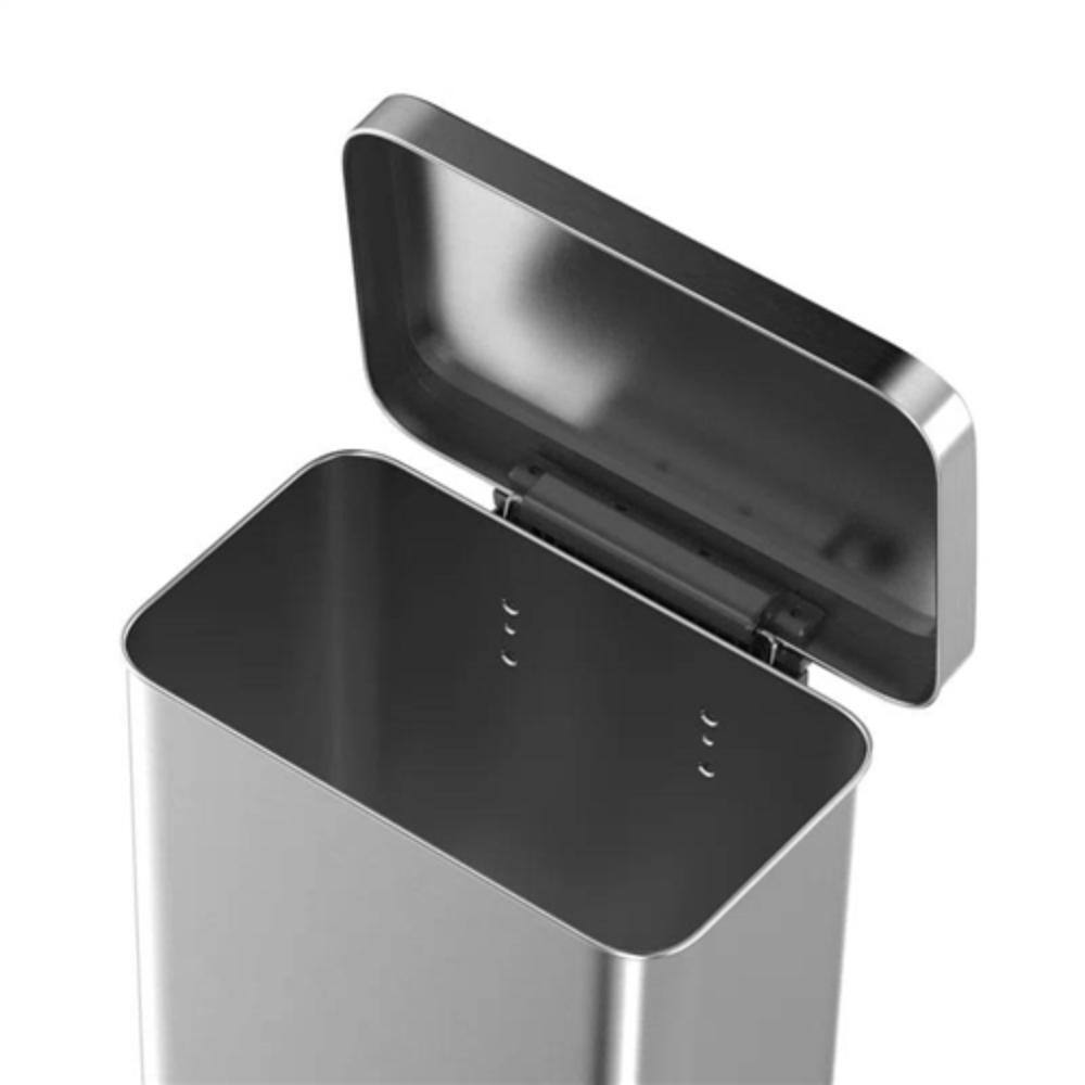 Angle. Hivvago - 20-Gallon Sturdy Stainless Steel Kitchen Trash Can with Step-on Lid - Silver.