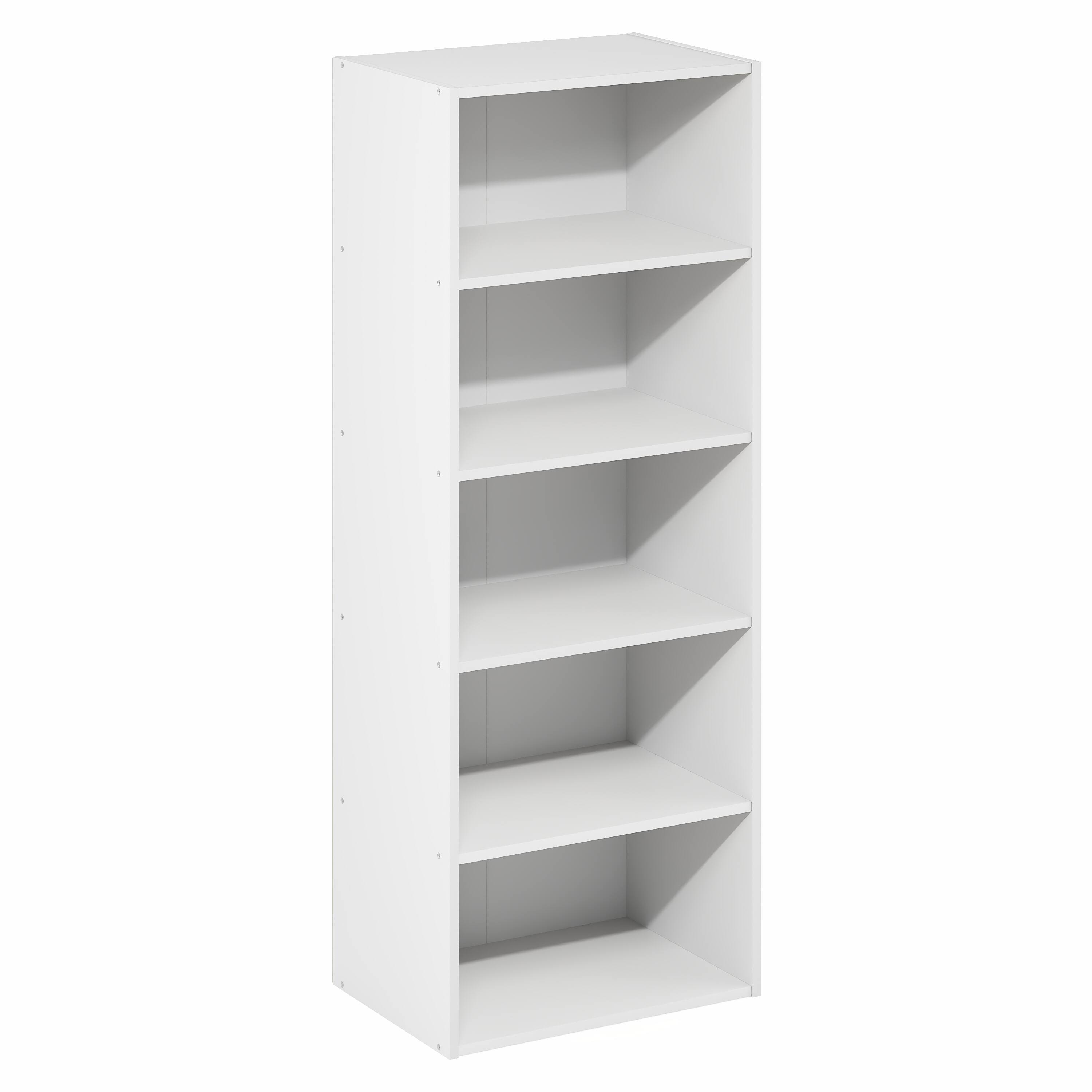 Alt View 4. Furinno - Basic 5-Tier Open Shelf Bookcase, Bookshelf, Storage Organizer, 11 x 17 x 44 - White.