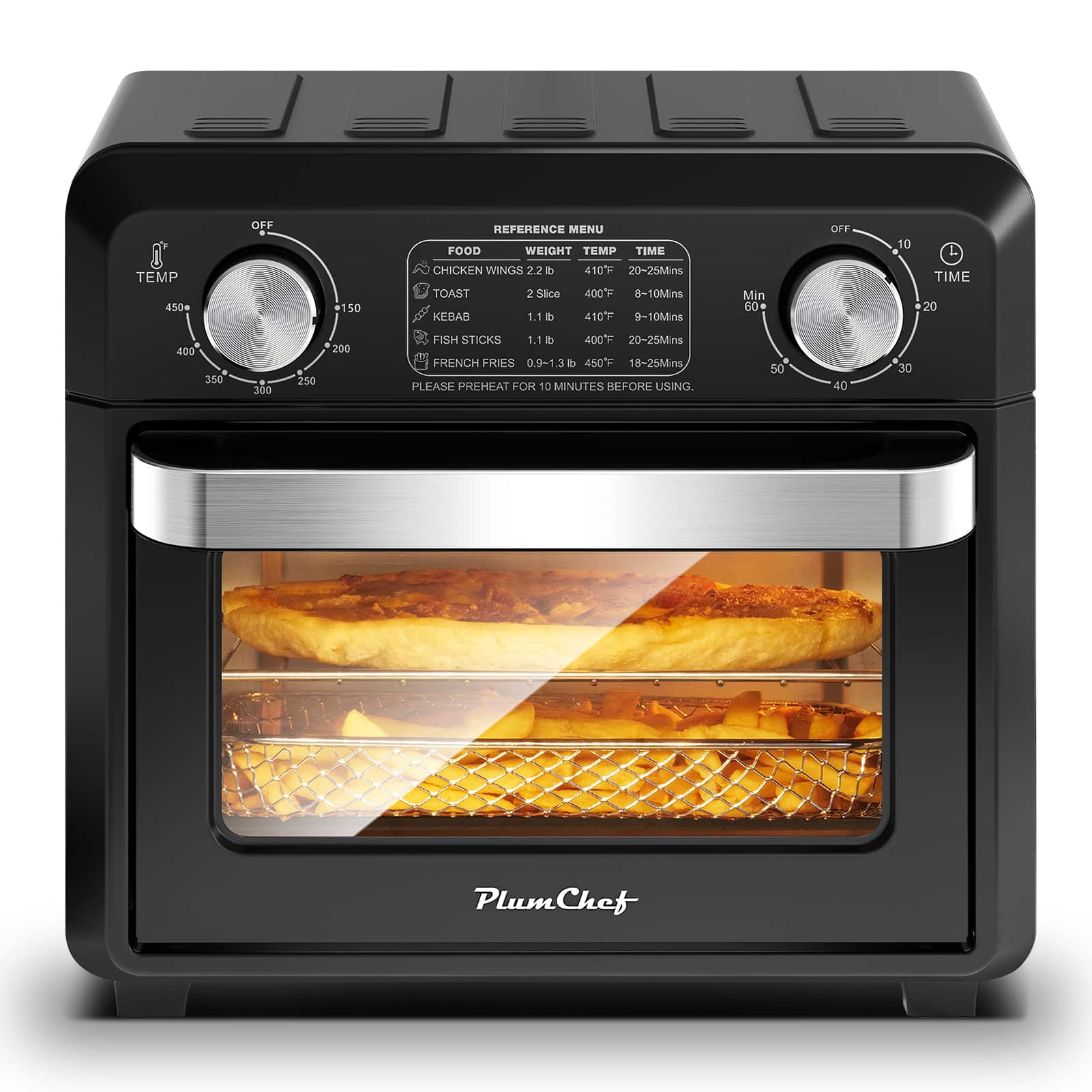HOMLUX - Compact Air Fryer Toaster Oven 11QT 2 Slice Toast Countertop Oven Warm Broil Toast Bake Air - Black