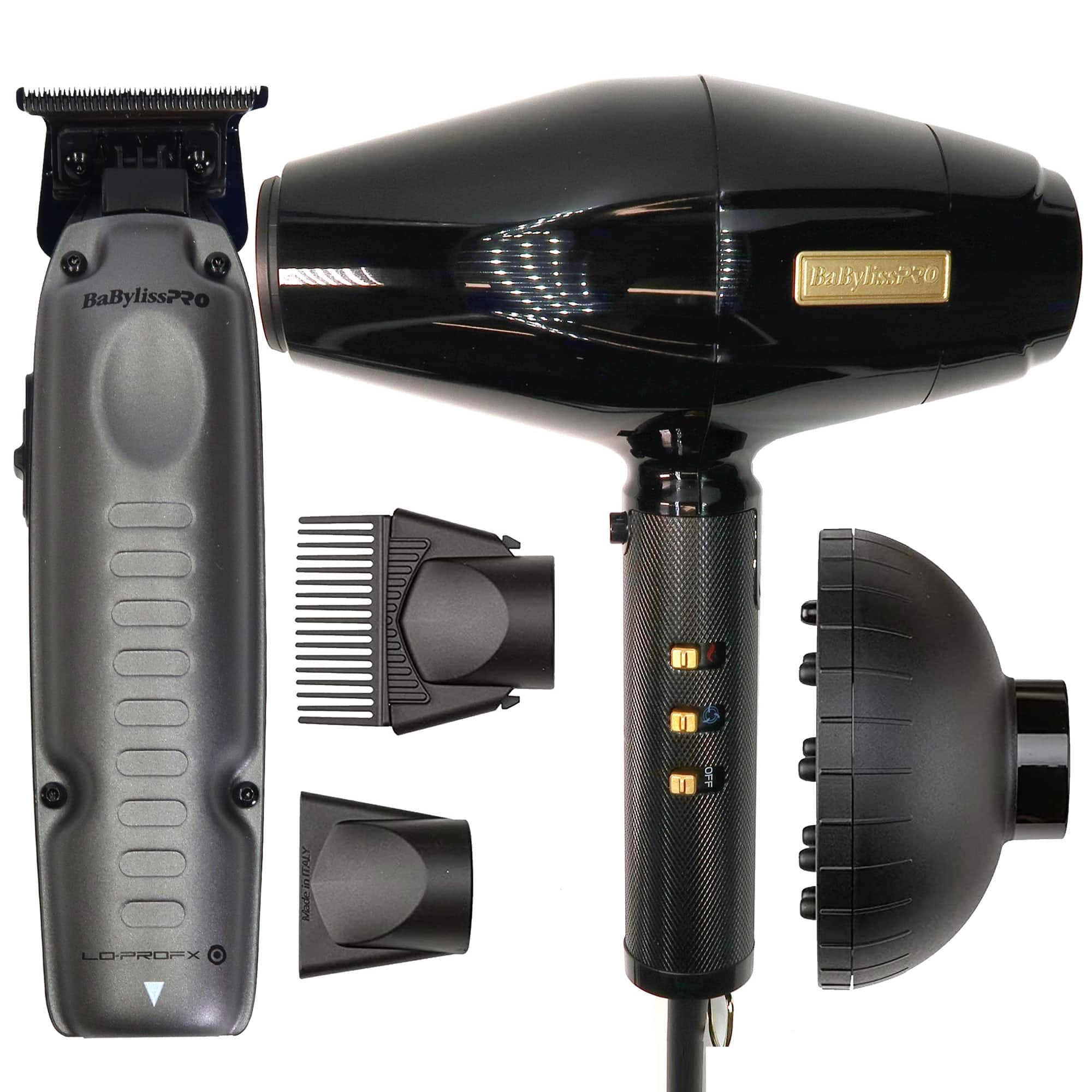Babyliss - BaBylissPRO BLACKFX Turbo Dryer + BaBylissPRO FXONE LO-PROFX Trimmer #FX729 Set
