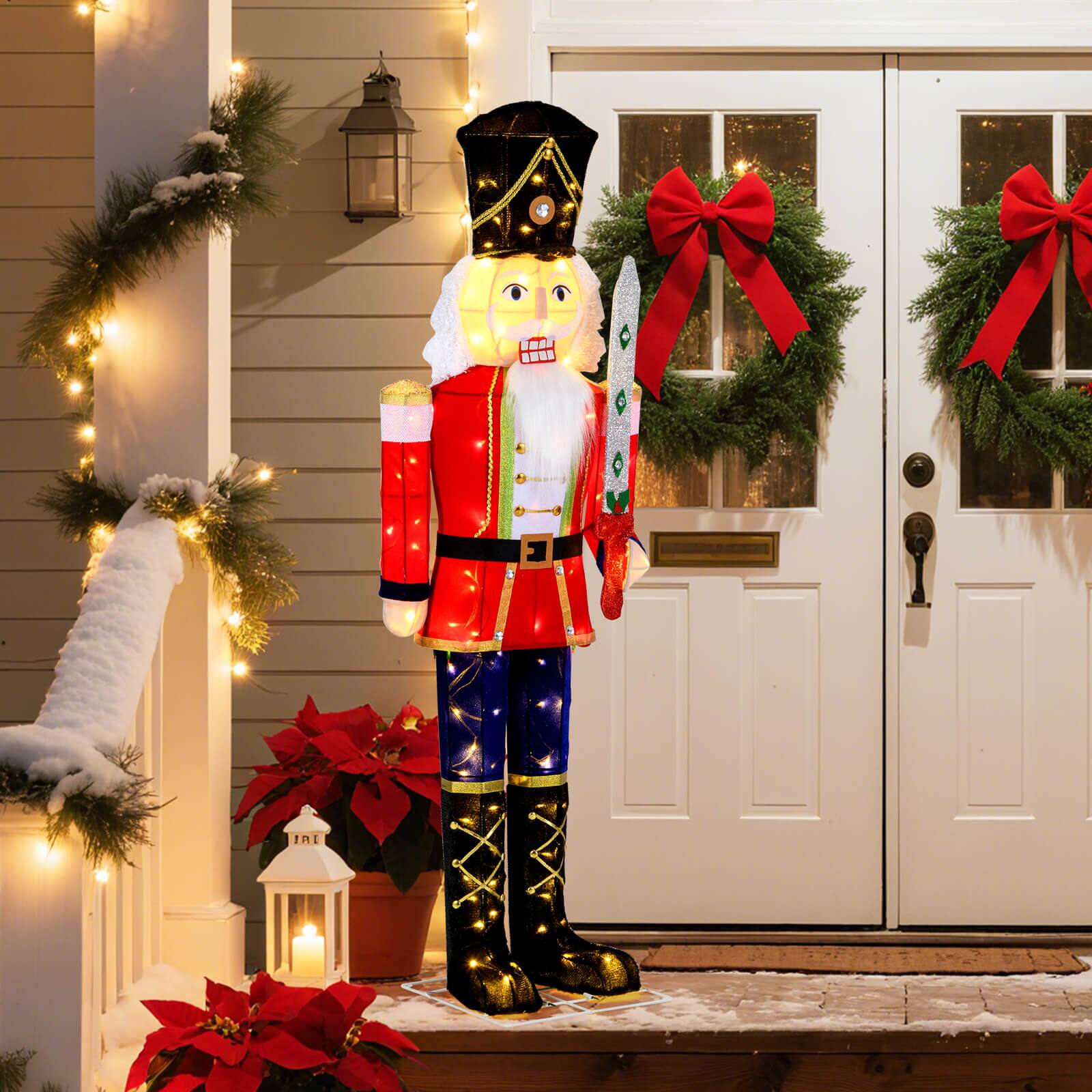 Alt View 4. Costway - Costway 2 PCS 5 FT Lighted Nutcracker Soldier Christmas Decoration with Glitter Sword - Multicolor.
