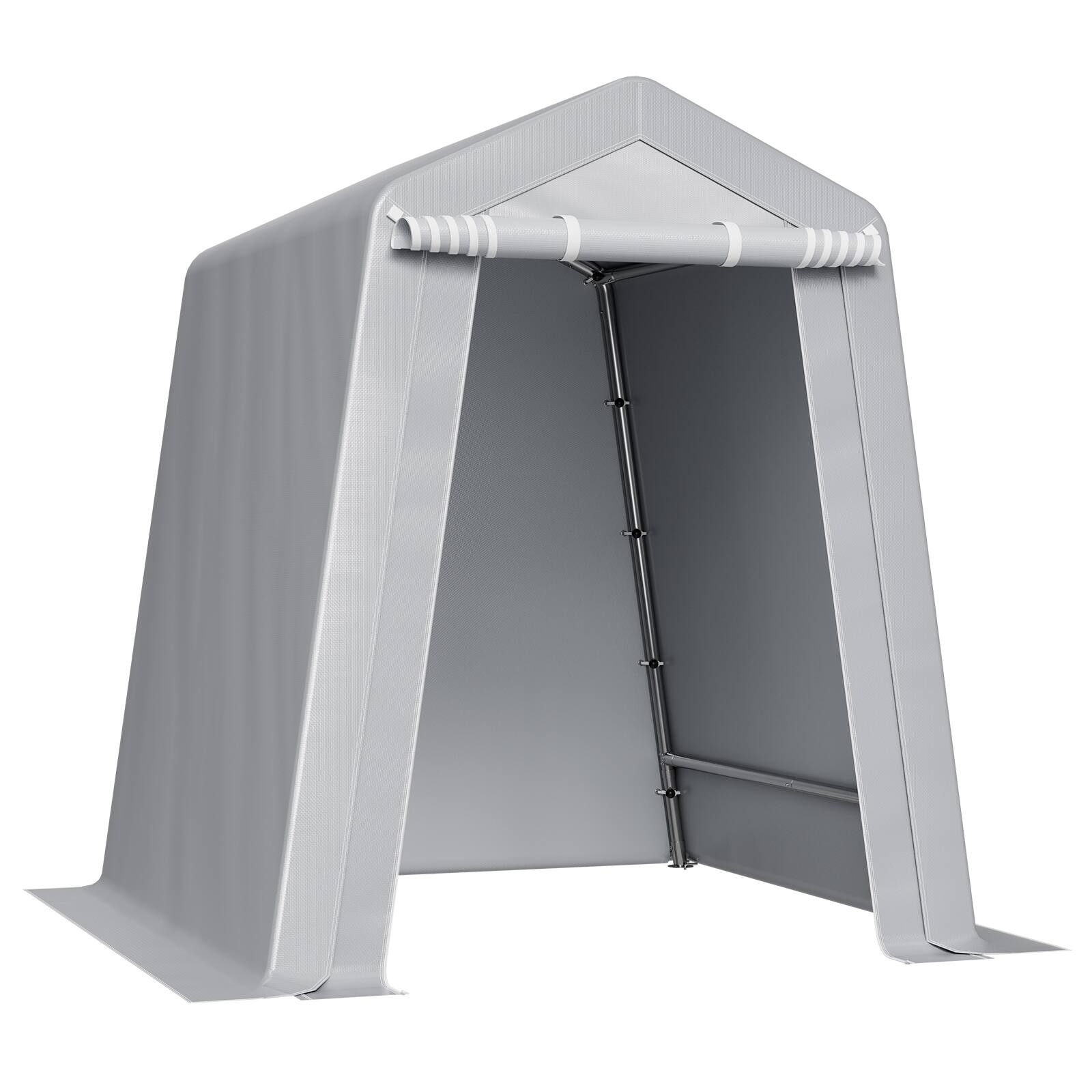 Alt View 5. VEVOR - Outdoor Storage Shed, 6 x 6 ft Portable Tent with Roll-up Door & Vents, Waterproof Canopy Shed Shelter, Heavy Duty Frame - Gray.