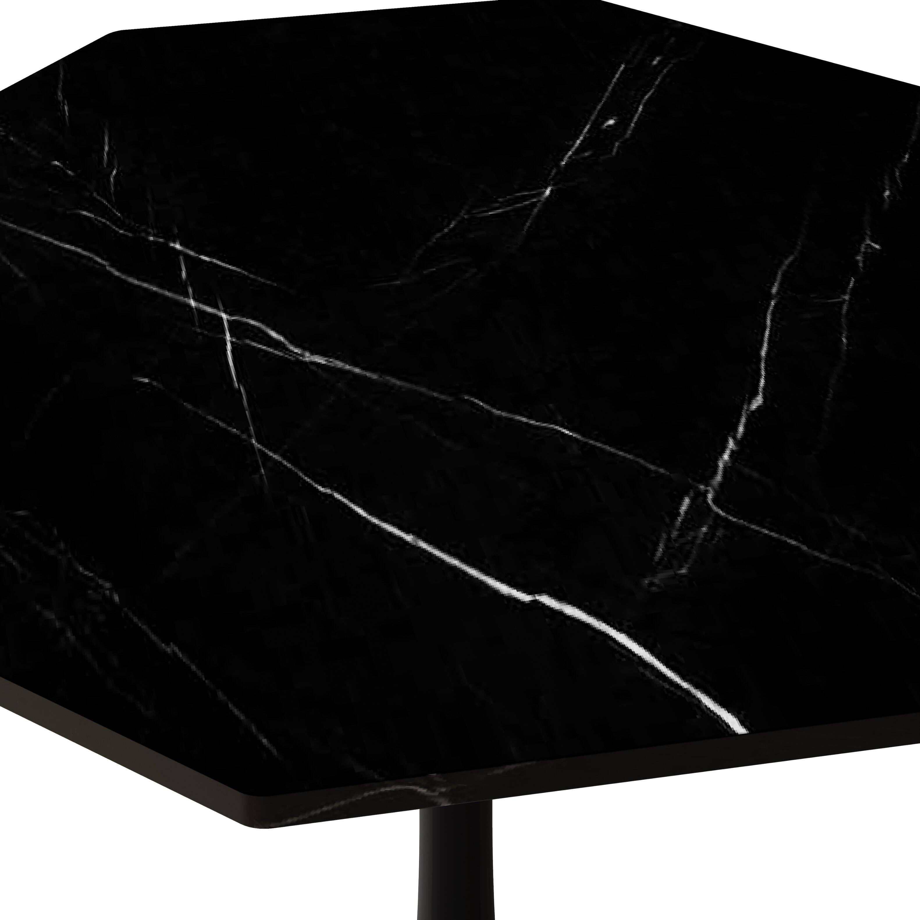 Alt View 4. Tiramisubest - 31.5" Modern Octagonal Coffee Table with Printed Black Marble Table Top,Metal Base,for Dining Room,Kitchen,Living Room - marble.