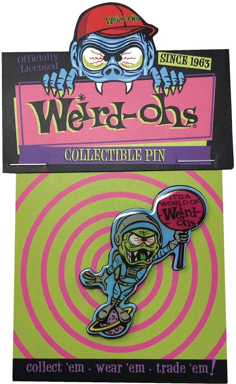Weird-Ohs  
Officially Licensed  
SINCE 1963  
COLLECTIBLE PIN  

IT'S A WORLD OF Weird-Ohs  
collect 'em • wear 'em • trade 'em!