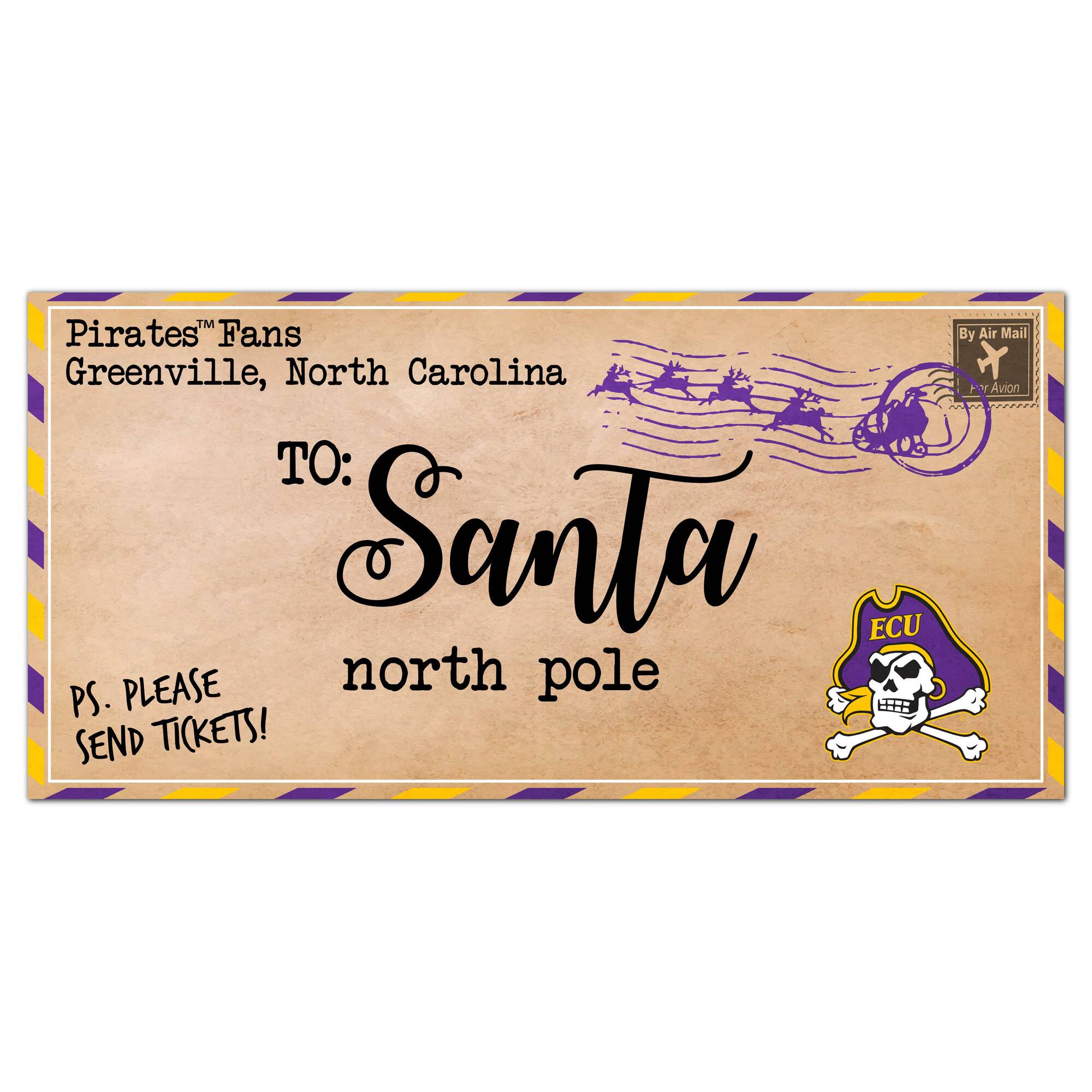 Fan Creations - ECU Pirates 6'' x 12'' Letter to Santa Sign - Multicolor