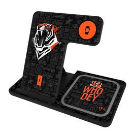 Keyscaper - Black Cincinnati Bengals 3-in-1 Charging Station - Black
