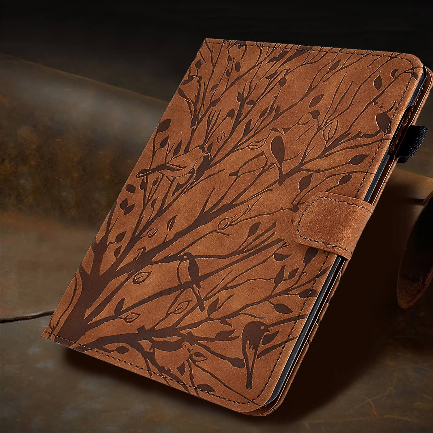 Alt View 2. Dteck - Flip Leather Case for Apple iPad (A16) 11" 2025/iPad 10th 10.9" (2022) Tree Pattern Card Slots Auto Wake/Sleep Cover - Brown.