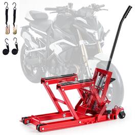 VEVOR - Hydraulic Motorcycle Lift Jack,1500 lbs Capacity,ATV Lift Jack Portable Motorcycle Hoist Stand with 4 Wheels, 4.5"-15.2" - Red