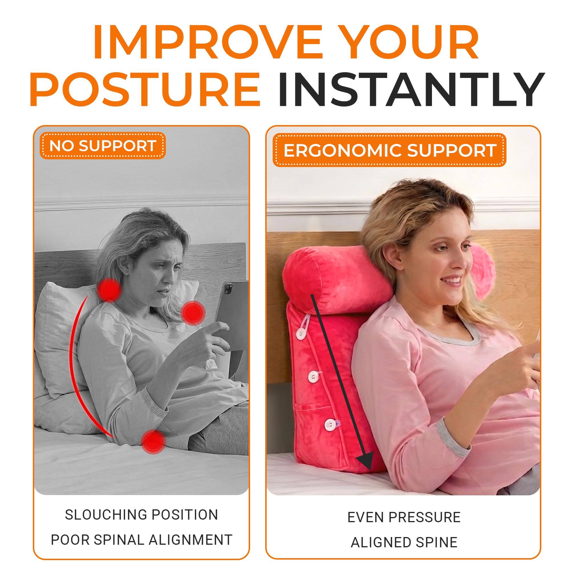 IMPROVE YOUR POSTURE INSTANTLY

NO SUPPORT
SLOUCHING POSITION
POOR SPINAL ALIGNMENT

ERGONOMIC SUPPORT
EVEN PRESSURE
ALIGNED SPINE
