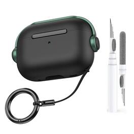 Dteck - For Airpods 5th Gen/Airpods 4th Gen Secure Lock Shockproof Protective Case+Lanyard Keychain and Clean Pen - GreenBlack