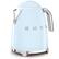 Angle. SMEG - SMEG KLF03 7-cup Electric Kettle - Pastel Blue.