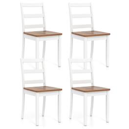Gymax - Set of 4 Dining Chairs Ladder Back Armless Side Chair w/ Solid Rubber Wood Legs - Brown