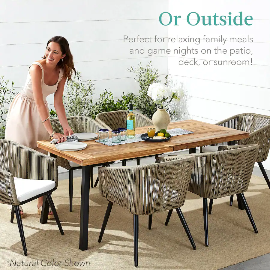 Best Choice Products 6 Person Indoor Outdoor Patio Rustic Acacia Wood ...