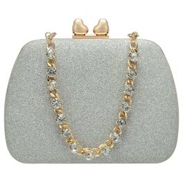 Unique Bargains - Sparkly Evening Clutch Purse for Women, Vintage Heart Shape Buckle Clasp Handbag for Bridal Wedding 1920s Party - Silver
