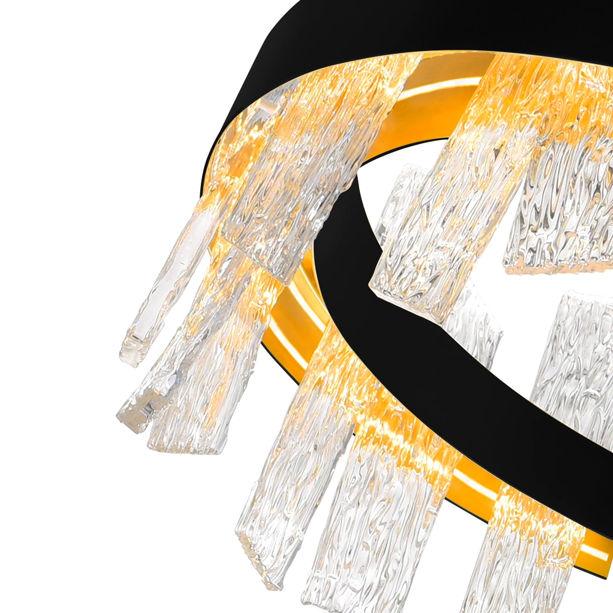 Alt View 1. CWI Lighting - Guadiana 32 in LED Black Chandelier - Black & Satin Gold.