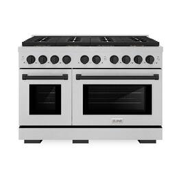 ZLINE - Autograph 48 in. 6.7 cu. ft. Freestanding Paramount Dual Fuel DuoPro Range with Black Accents - Stainless Steel