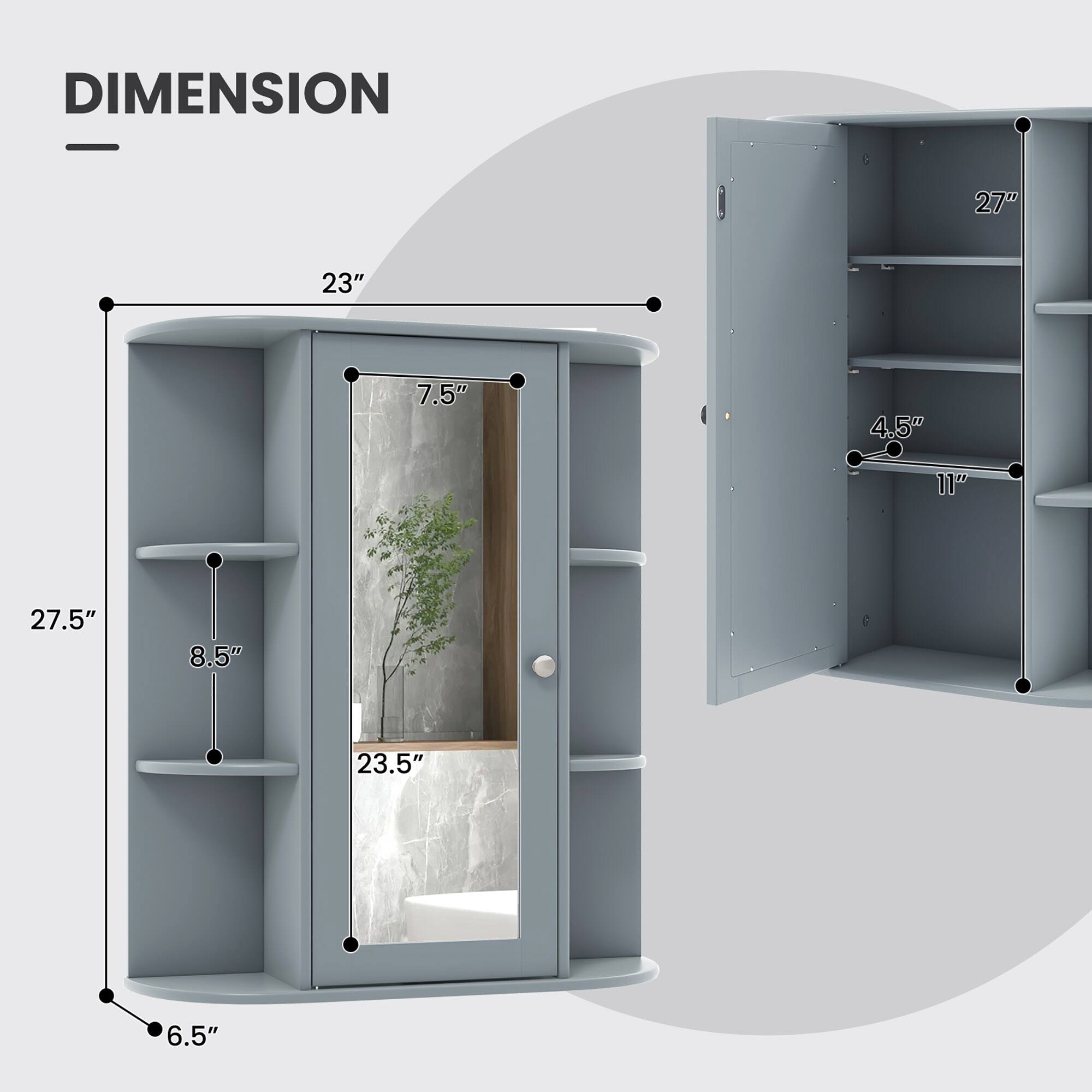 DIMENSION

- 27.5"
- 23"
- 8.5"
- 23.5"
- 6.5"
- 7.5"
- 4.5"
- 11"
- 27"