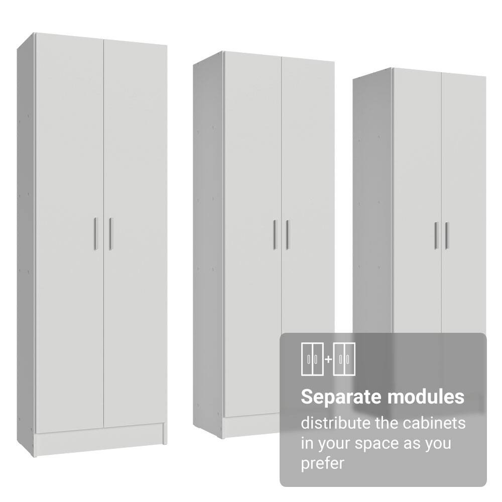 Separate modules distribute the cabinets in your space as you prefer