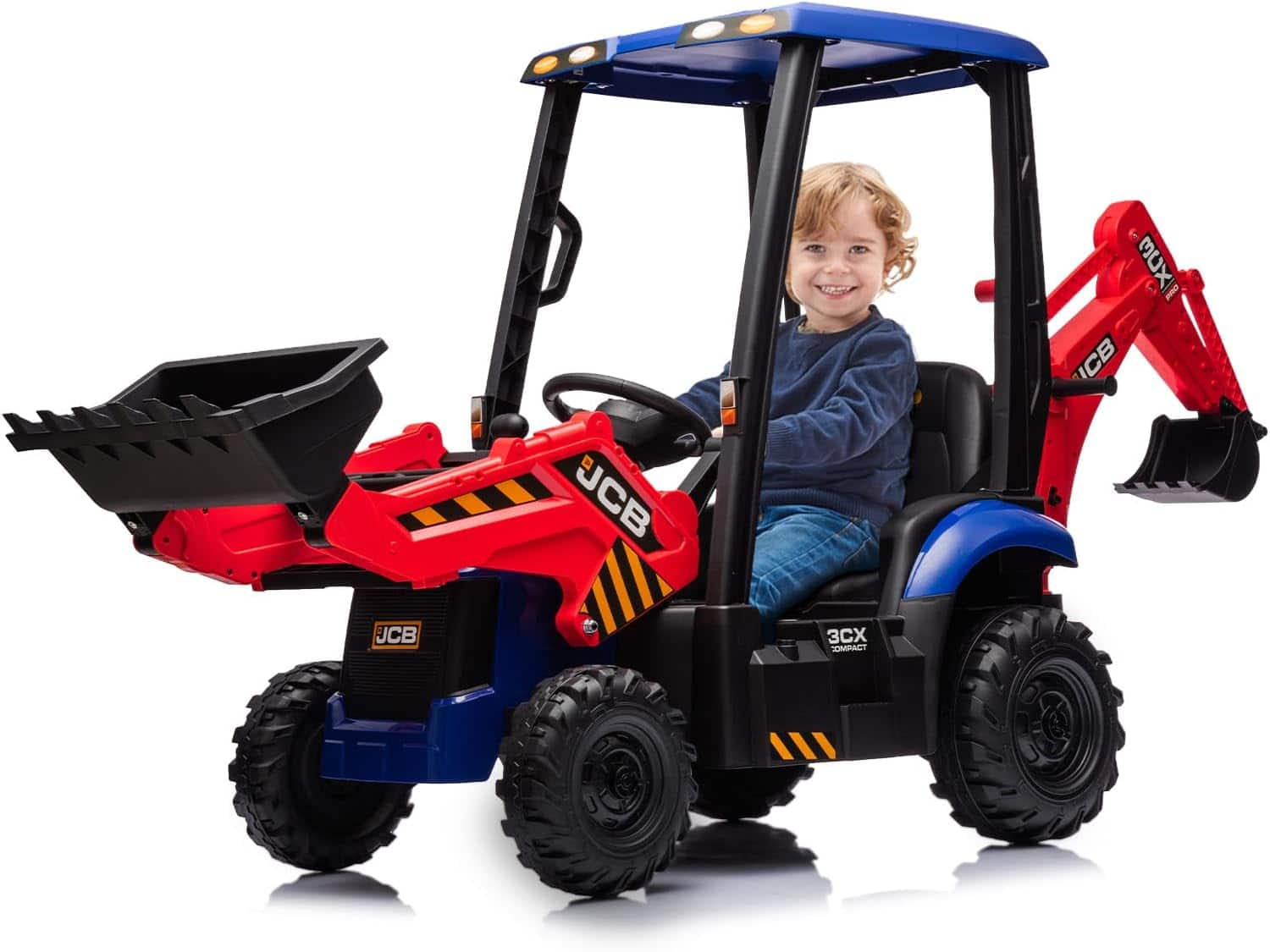 Homhougo - Ride on Tractor, Excavator & Bulldozer & Removable Tent, 12V Battery Powered Electric Vehicle with Remote Control