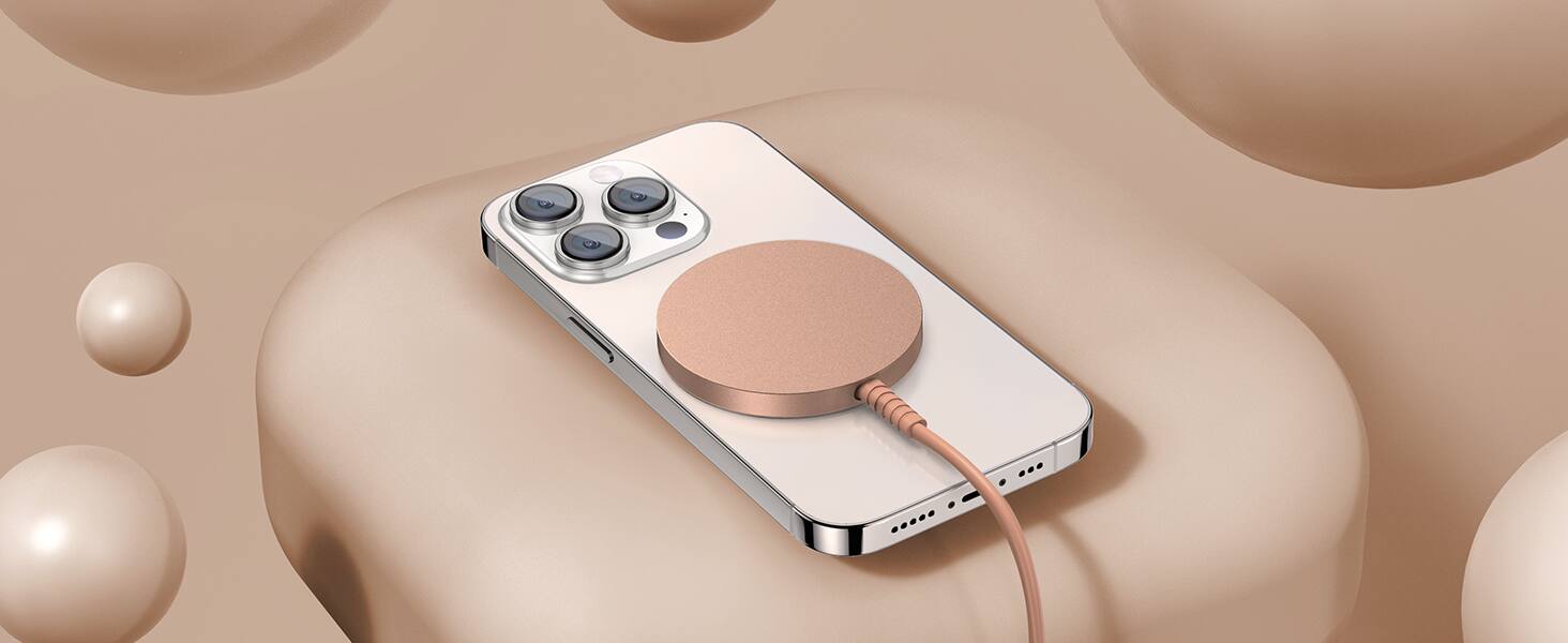 Alt View 4. Core Tech - Magnetic Wireless Charging Pads with USB-C Cables and USB-A Adapters, 2-Pack - Rose Gold.