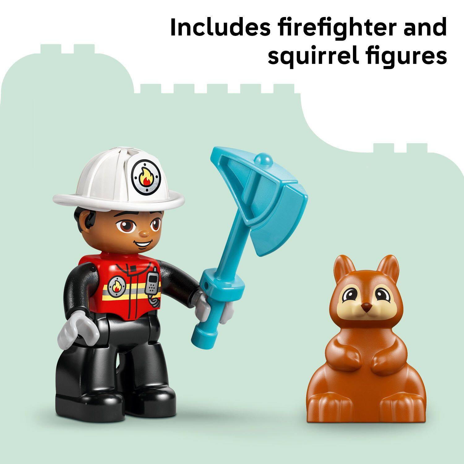 Includes firefighter and squirrel figures
