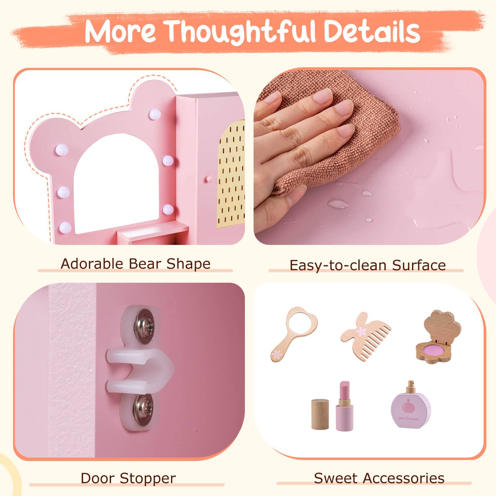 More Thoughtful Details

- Adorable Bear Shape
- Easy-to-clean Surface
- Door Stopper
- Sweet Accessories