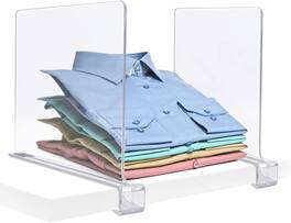 Sorbus - 2 Pack Acrylic Shelf Dividers for Shelves, Great Organizer for Clothes, Linens, Purse Separators - Clear