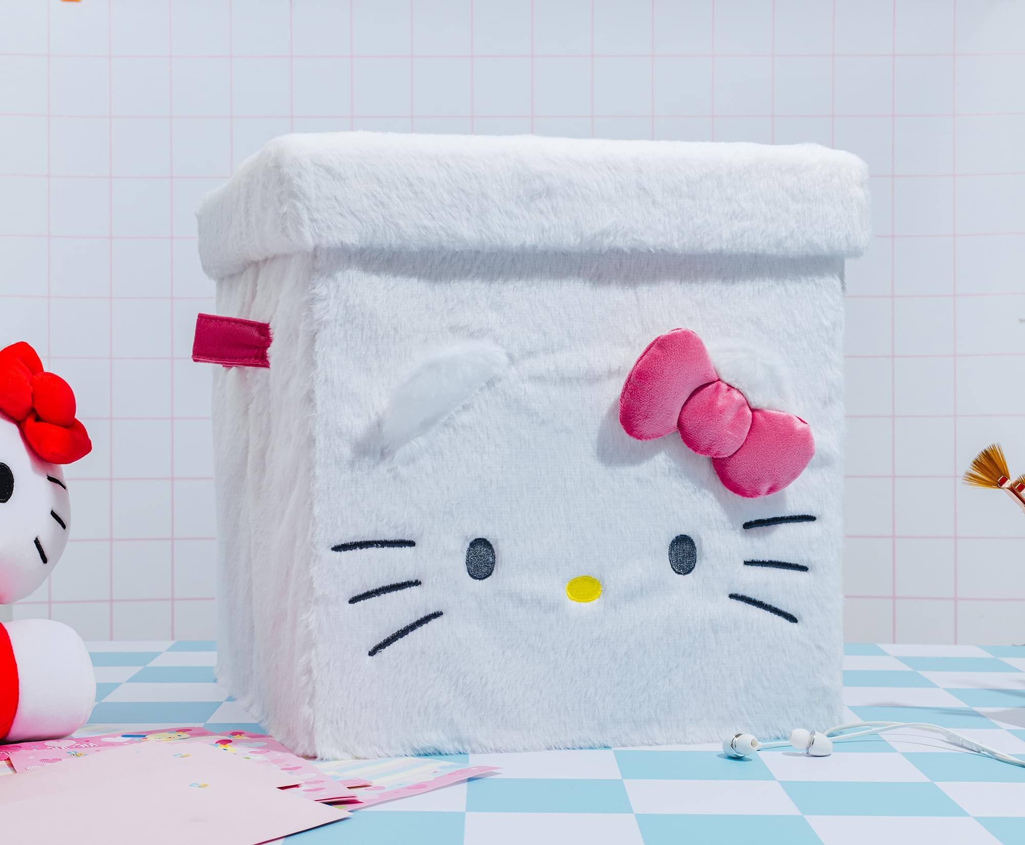 Alt View 3. Ukonic - Sanrio Hello Kitty 13 x 13 Inch Plush Storage Cube - White.