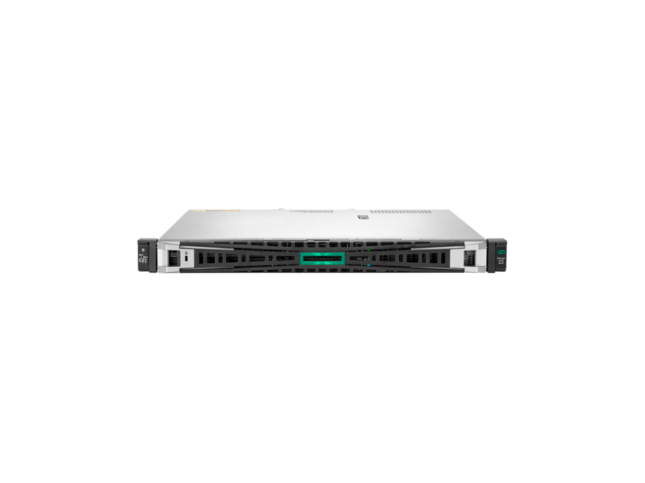 Front. HPE Aruba - HPE ProLiant DL20 Gen11 6333P 3.1GHz 6-Core 1P 1x32GB 4SFF MR408i-o 1GbE 2x1.2TB SAS HDD 2x500W PS Rack Server - Black.
