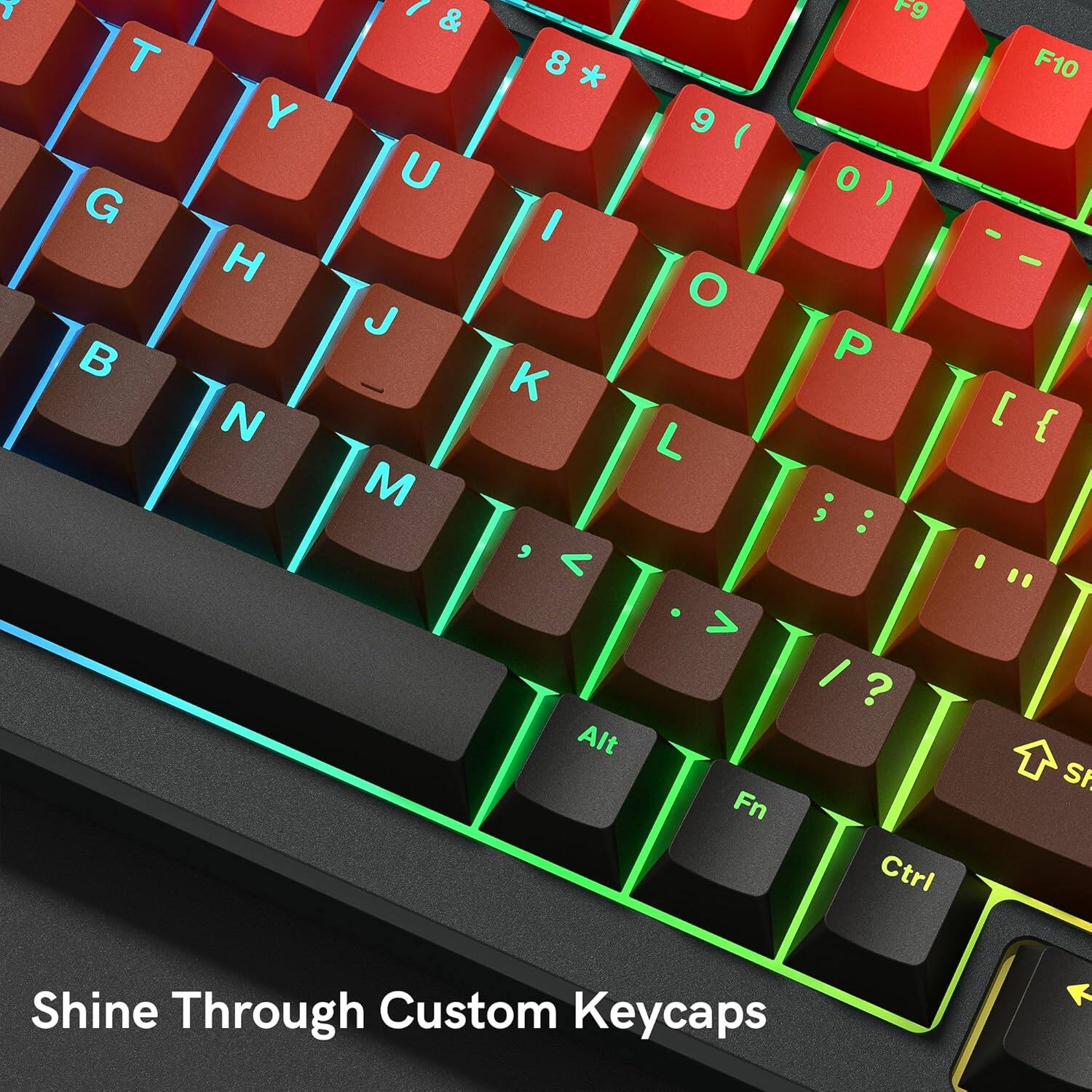 T Y U I O P  
G H J K L ;  
B N M , . /  
Alt Fn Ctrl  
Shine Through Custom Keycaps