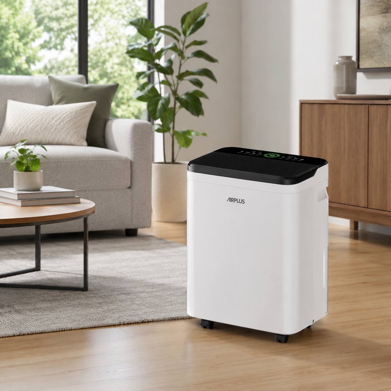 Angle. Airplus - AIRPLUS 44-Pint Wi-Fi Dehumidifier AP25-2007EE with 4.8L Tank, 24H Timer, Drain Hose & Auto Defrost.