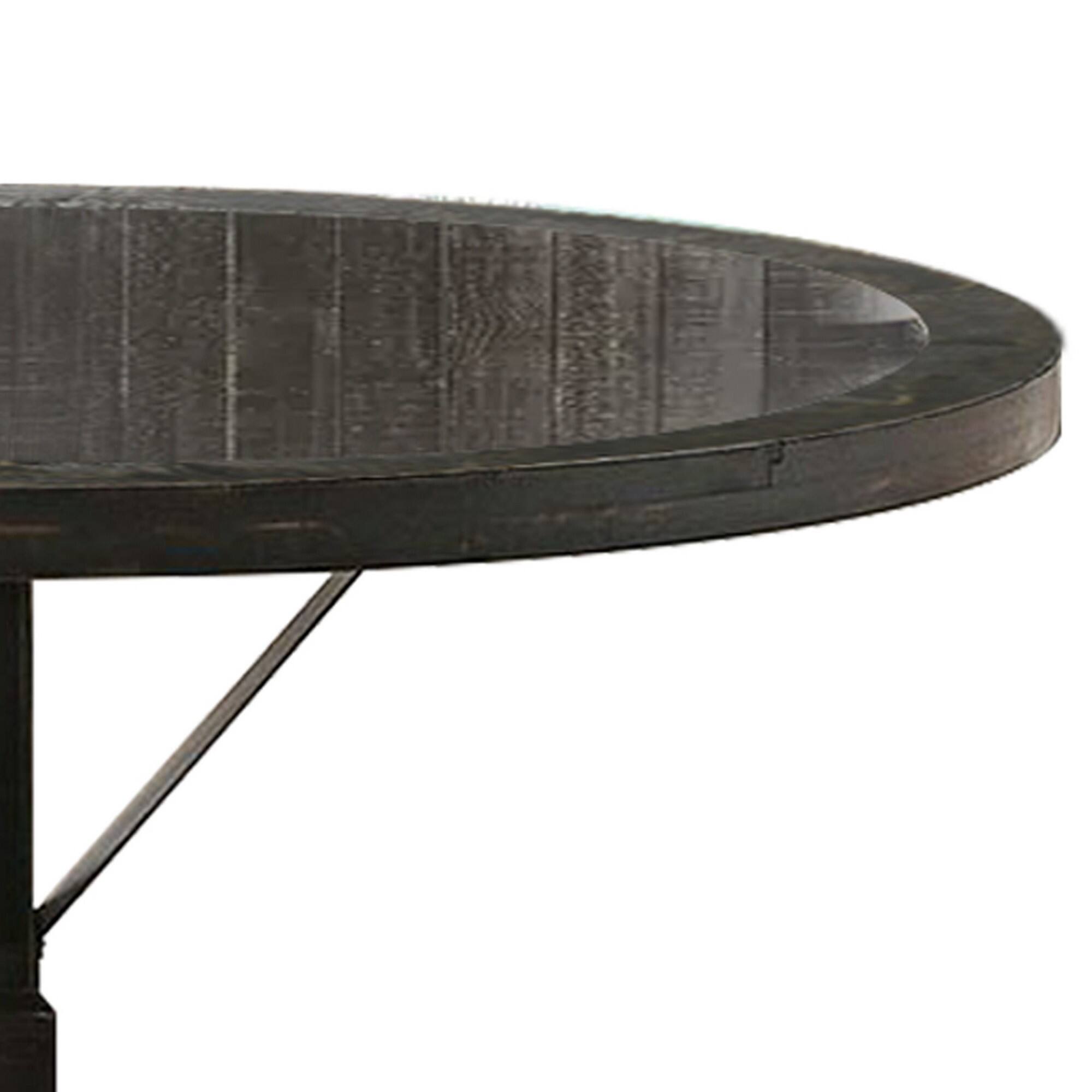 Alt View 3. Manhattan Lane - Round Dining Table with Pedestal Base, Antique Black - Black.