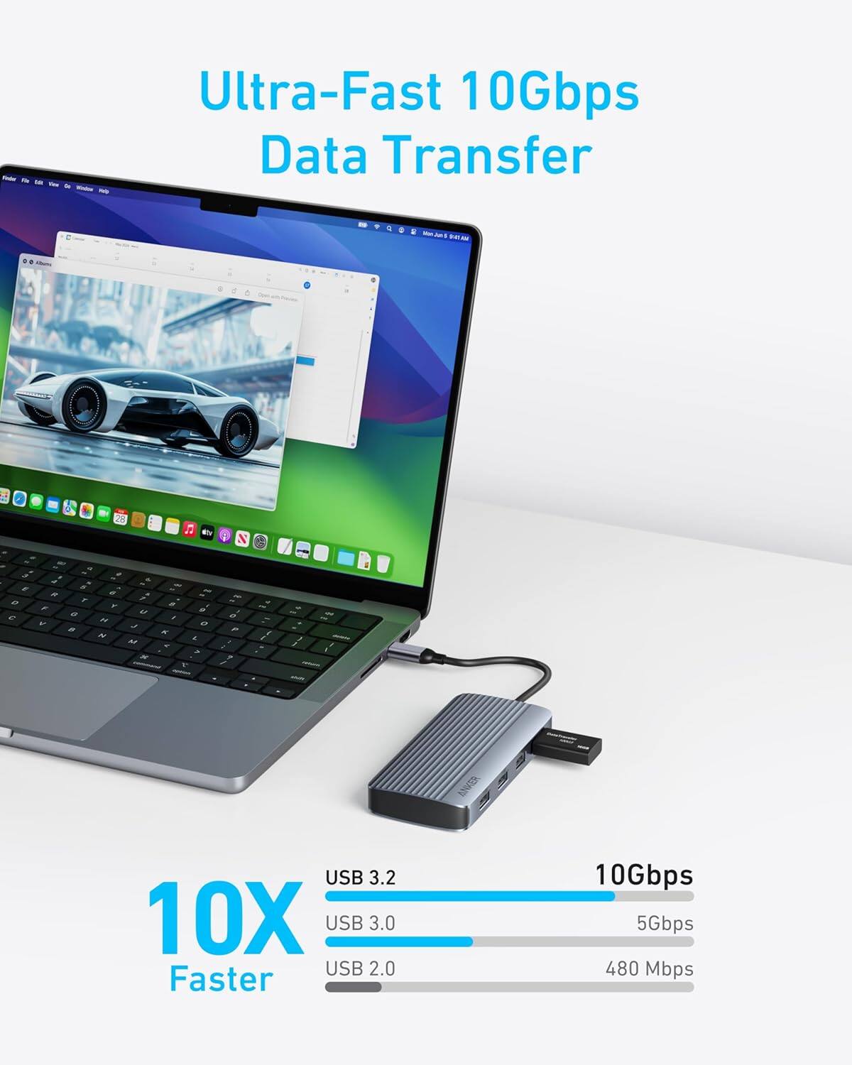Ultra-Fast 10Gbps Data Transfer

10X Faster

USB 3.2
USB 3.0
USB 2.0

10Gbps
5Gbps
480 Mbps