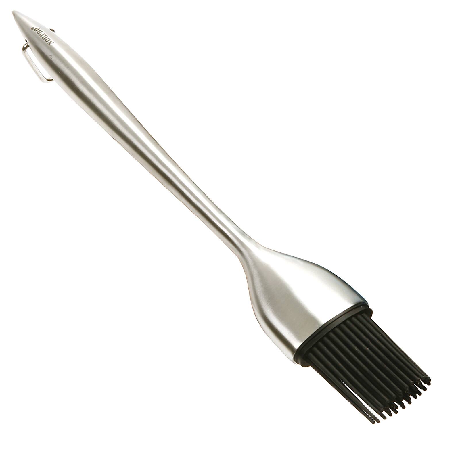Alt View 1. Norpro - 12-Inch Silicone BBQ Brush with Stainless Steel Handle - Silver.