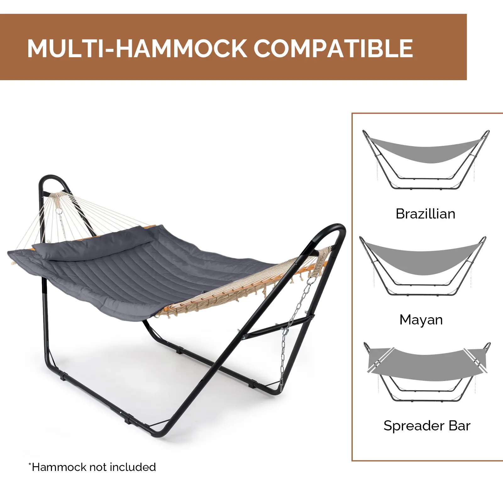 MULTI-HAMMOCK COMPATIBLE

Brazilian  
Mayan  
Spreader Bar

*Hammock not included