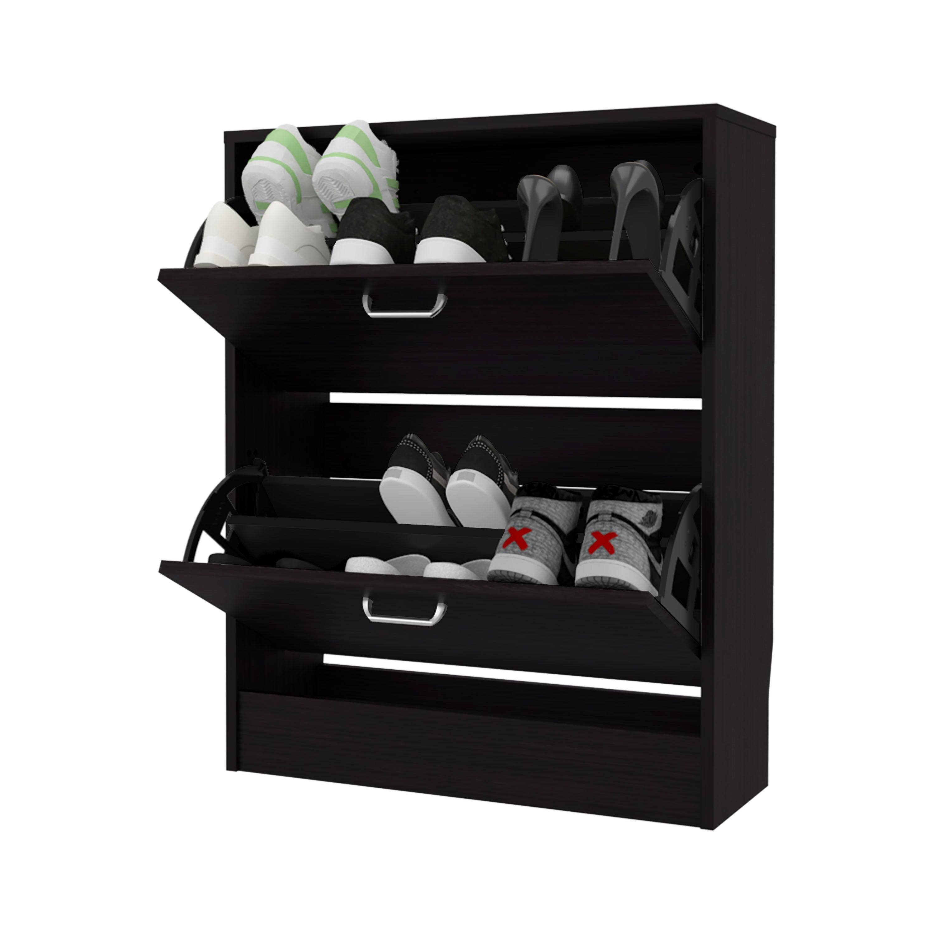Alt View 1. TinyHomie - Wenge Shoe Cabinet with 2 Tilt-Out Doors - Wenge.