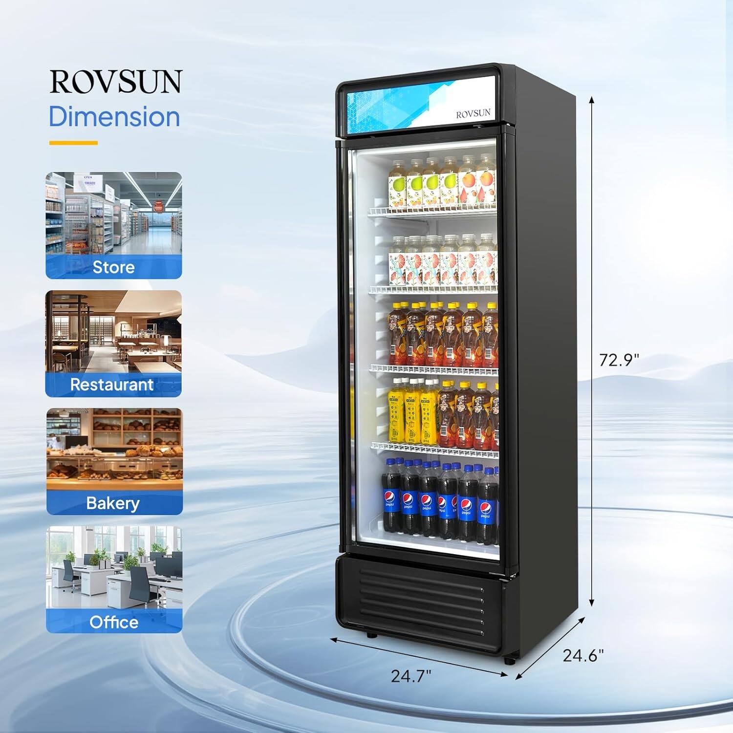 ROVSUN Dimension  
ROVSUN Store  
Restaurant  
Bakery  
Office  
72.9"  
24.7"  
24.6"