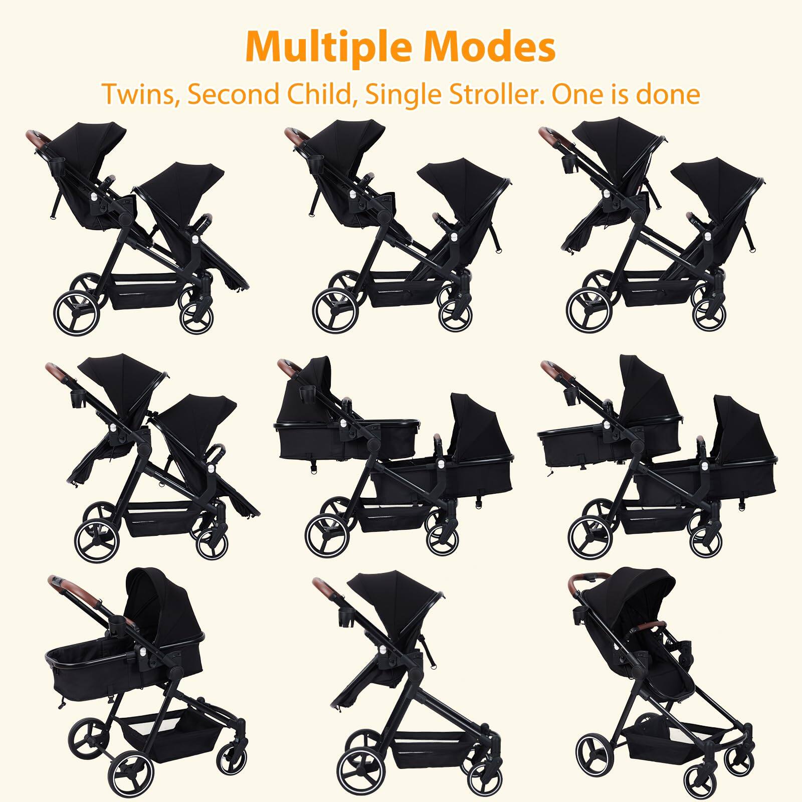 Multiple Modes  
Twins, Second Child, Single Stroller. One is done