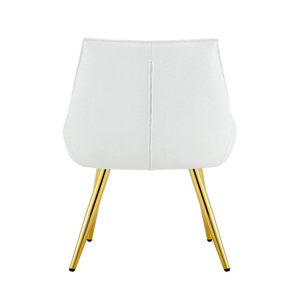 Alt View 8. Loheer - Loheer Crocodile Pattern Dining Chair White PU Leather Accent Chair Diamond Tufted Set of 2 - White.