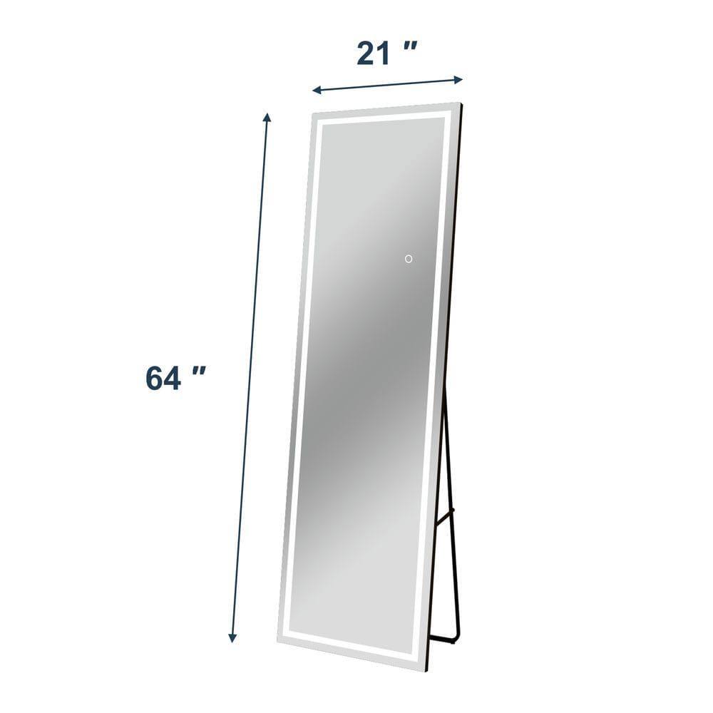 Angle. Kadyn - 64x21 Inch Frameless Full-Length Vertical LED Mirror with Modern Design - Black.