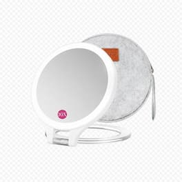 FASCINATE - 2-Sided Magnifying Mirror with 3 Color Lights and Travel Bag - White