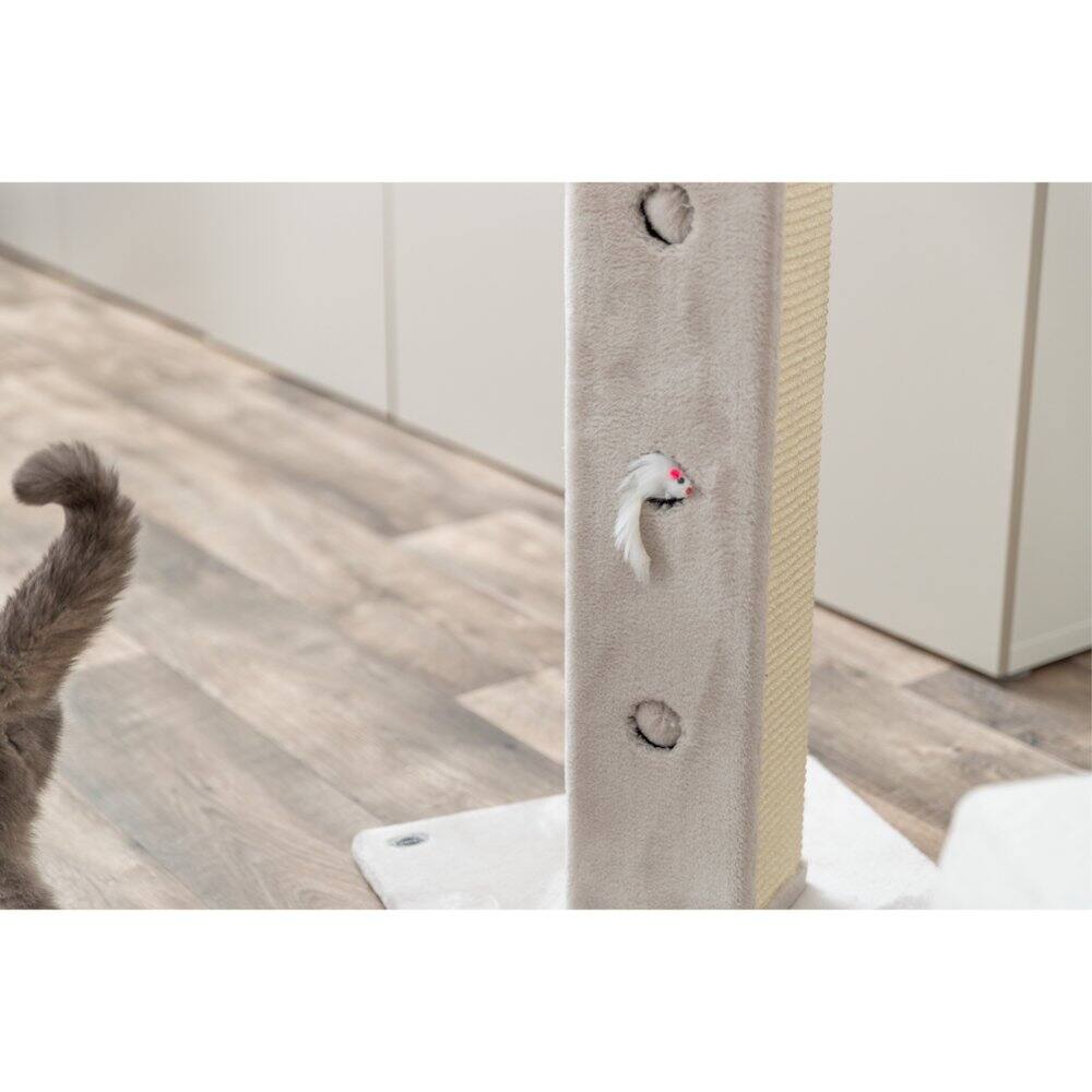 Alt View 3. TRIXIE - Soria Plush & Sisal Square Scratching Posts, Cat Toys for Hunting - Light Gray-Greige.