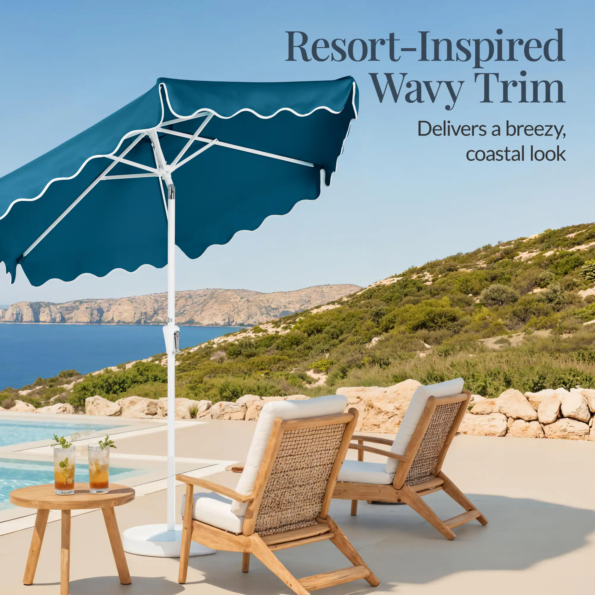 Resort-Inspired Wavy Trim  
Delivers a breezy, coastal look