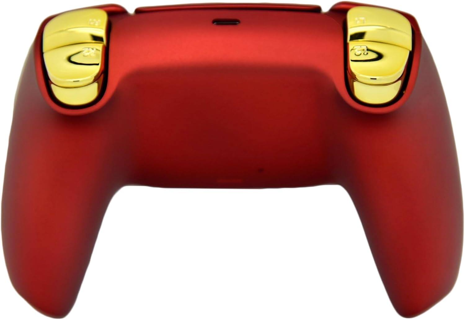 Alt View 1. Custom Controllerzz - Custom Wireless Controller for PS5 - Red & Gold Chrome Inserts.