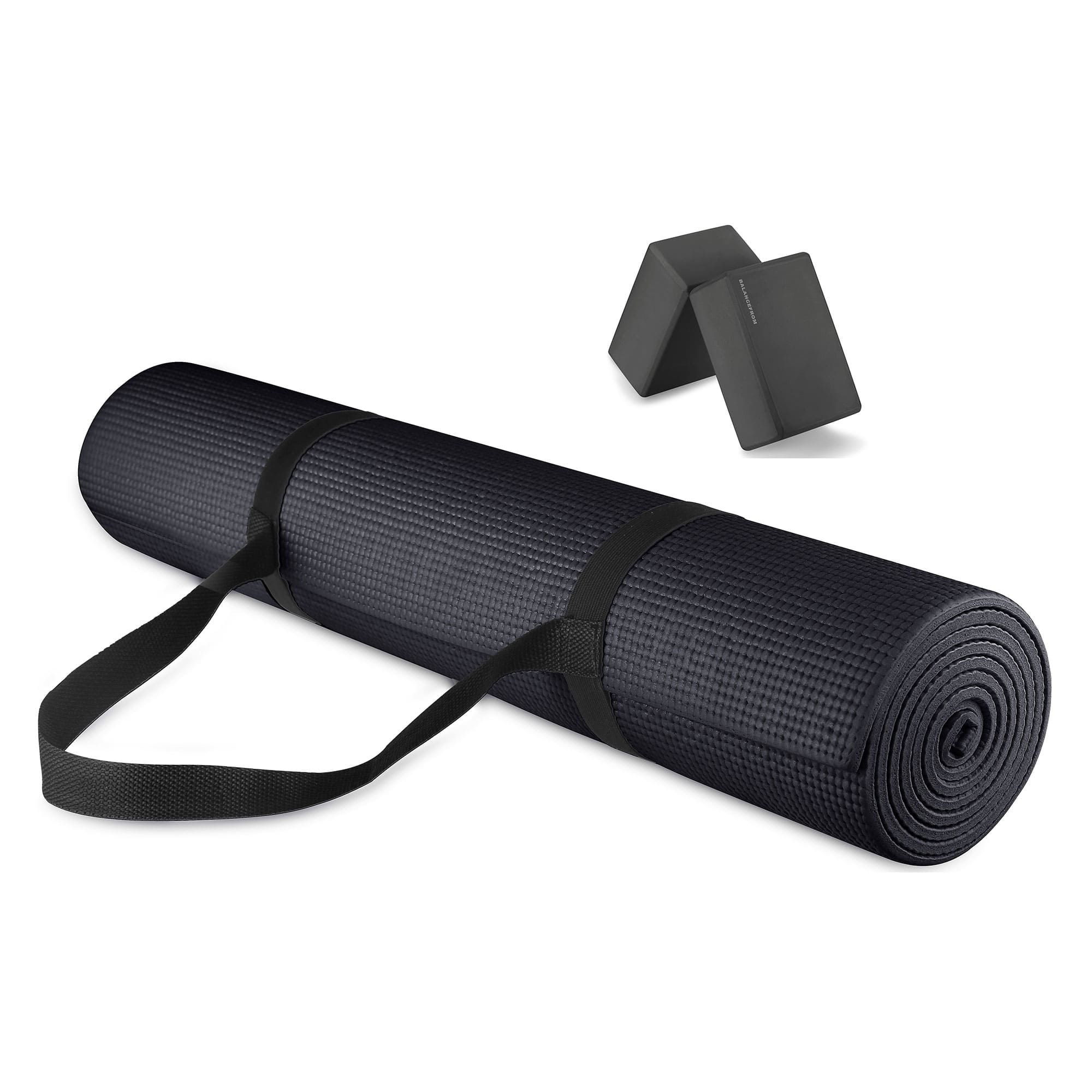 Signature Fitness - All Purpose High Density No Tear Exercise Yoga Mat - Black