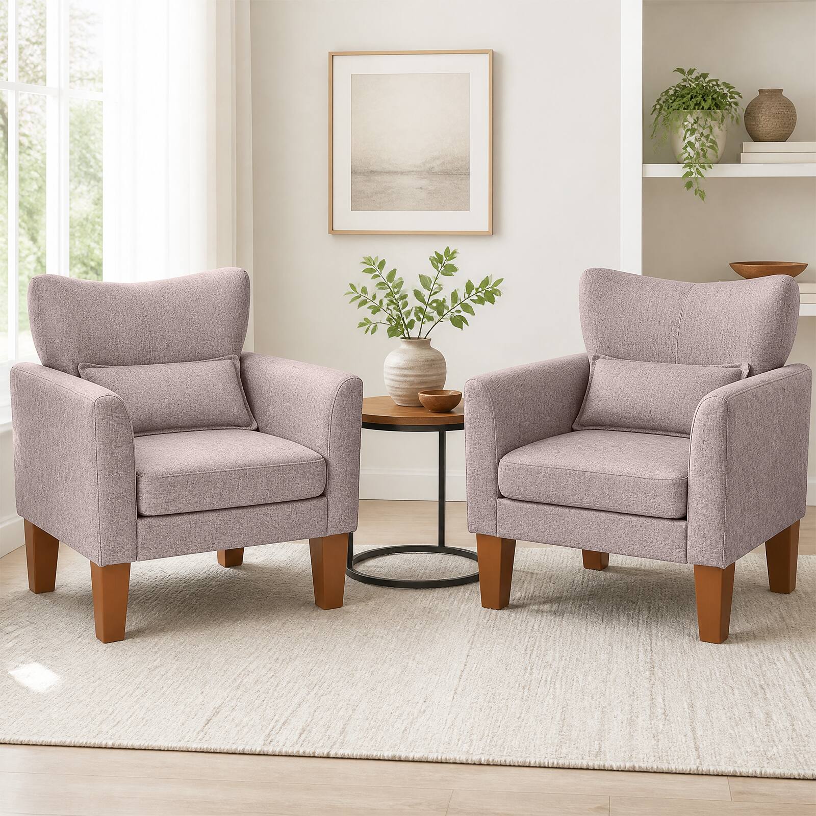 Alt View 4. Costway - Costway 1 PC SModern Accent Chair with Removable Seat Cushion & Pillow, Strong Support Legs - Brown.
