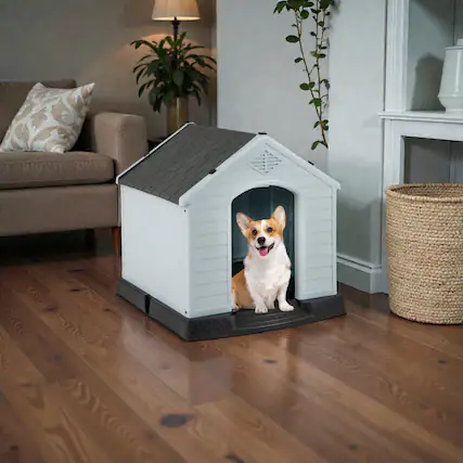 Front. Hivvago - Plastic Dog House for Small Breeds Featuring a Lifted Floor - Small.