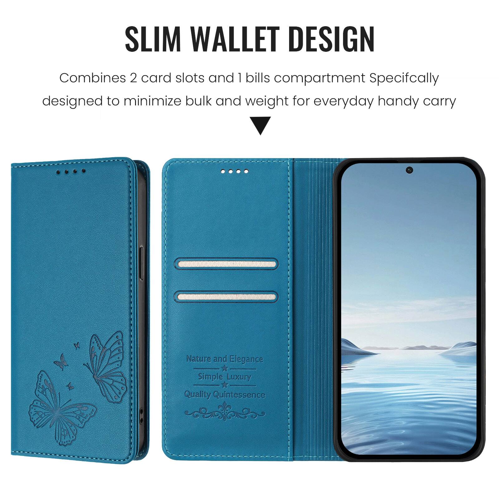 SLIM WALLET DESIGN  
Combines 2 card slots and 1 bills compartment  
Specifically designed to minimize bulk and weight for everyday handy carry  

Nature and Elegance  
Simple Luxury  
Quality Quintessence