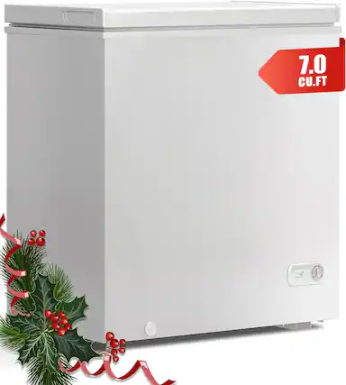 Front. Circus Cirle - 7.0 cu. ft. chest freezer with 7-level adjustable thermostat and removable storage basket (white) - WHITE.