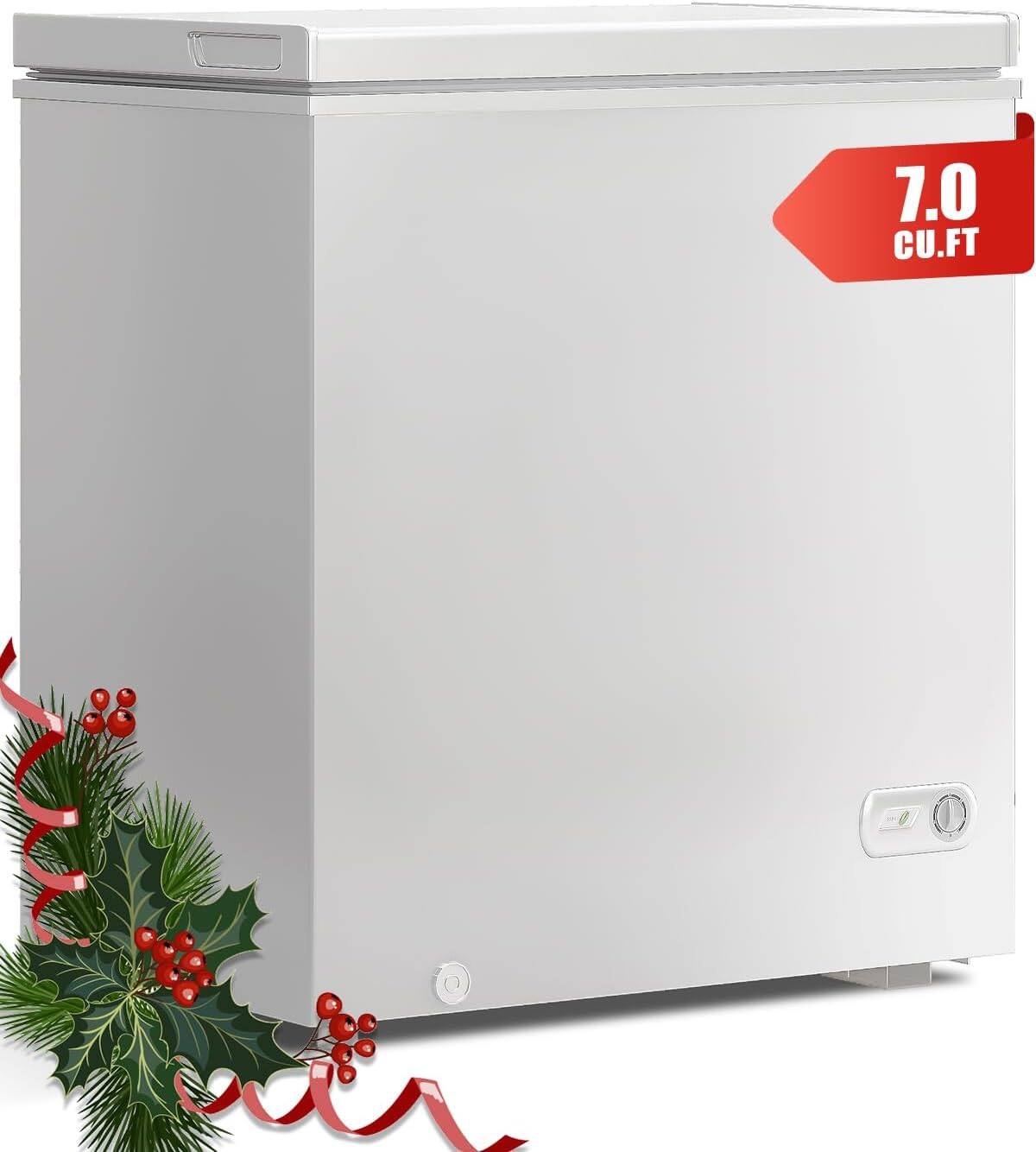 Front. Circus Cirle - 7.0 cu. ft. chest freezer with 7-level adjustable thermostat and removable storage basket (white) - WHITE.
